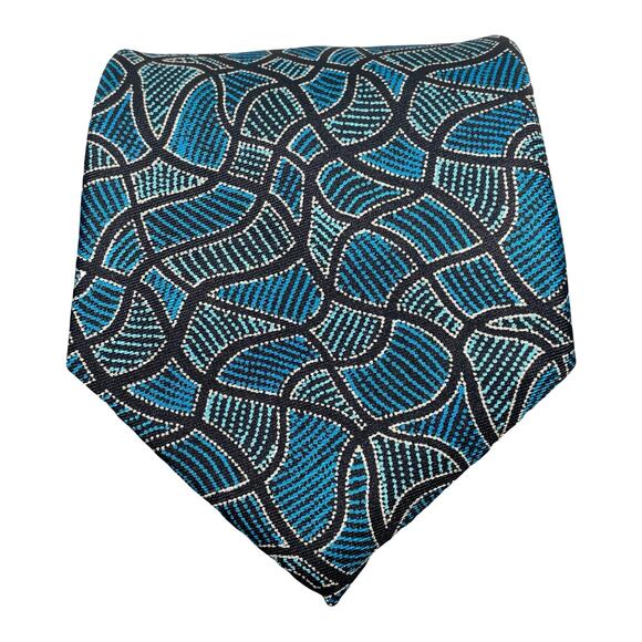 Scorched Earth Aboriginal Indigenous Art Design Tie Australia Blue Classic Width - Picture 5 of 6